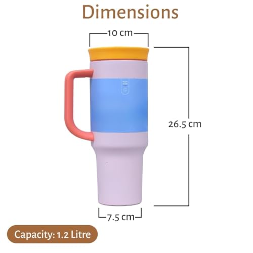 Image of Travel Mug 40oz with Straw & Handle | Leakproof Lid, BPA-Free Large Tumbler for Driving, Office, Fitness & Outdoor Use (Misty Rose, 1200 ml)
