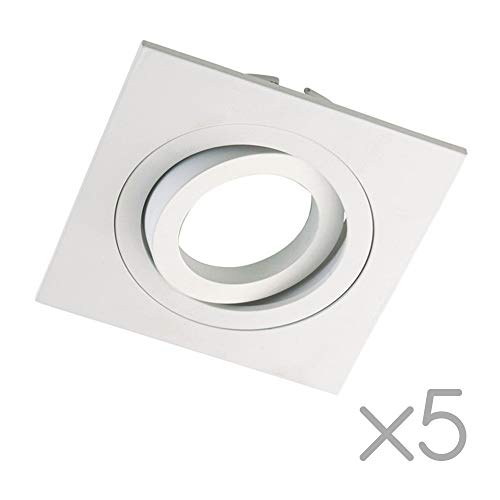wonderlamp Clasic W-E0 Foco empotrable Cuadrado, Blanco, 5 UNIDADES, 5