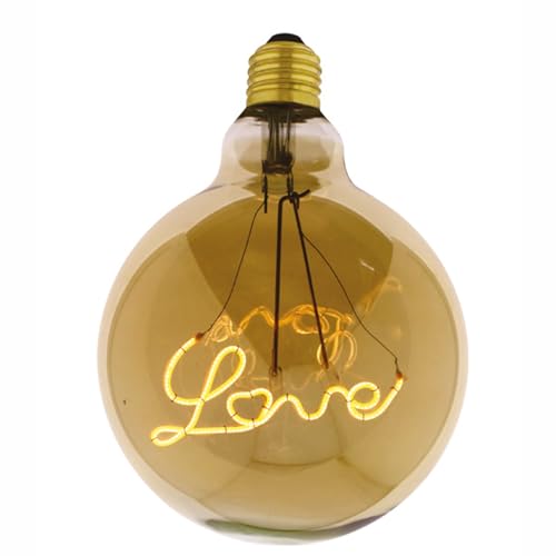 Ampoule LED design Love E27 - Or - G125 5 W 2000 K - Intensité variable - Love bulb - Convient pour les lampes suspendues, suspensions, Saint Valentin -...