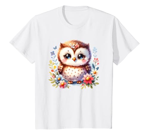 Kids Owl Vintage Child Storybook Art Style Graphic Toddler Girls T-Shirt