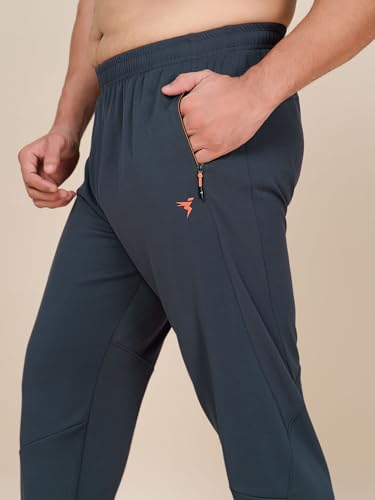 Image of TECHNOSPORT Men's Plus Size Solid Slim Fit Track Pant with Quick Dry SPF50+ for Running, Workout & Sports
