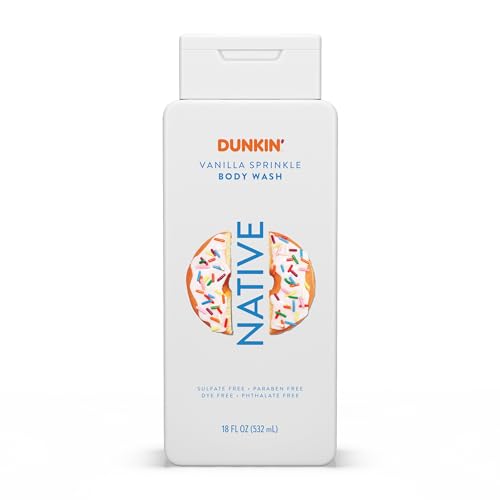 Native Body Wash Dunkin Vanilla Sprinkle Contains Naturally Derived Ingredients | For Women & Men Sulfate Paraben & Dye Free Leaving Skin Soft and Hydrated | 18 oz