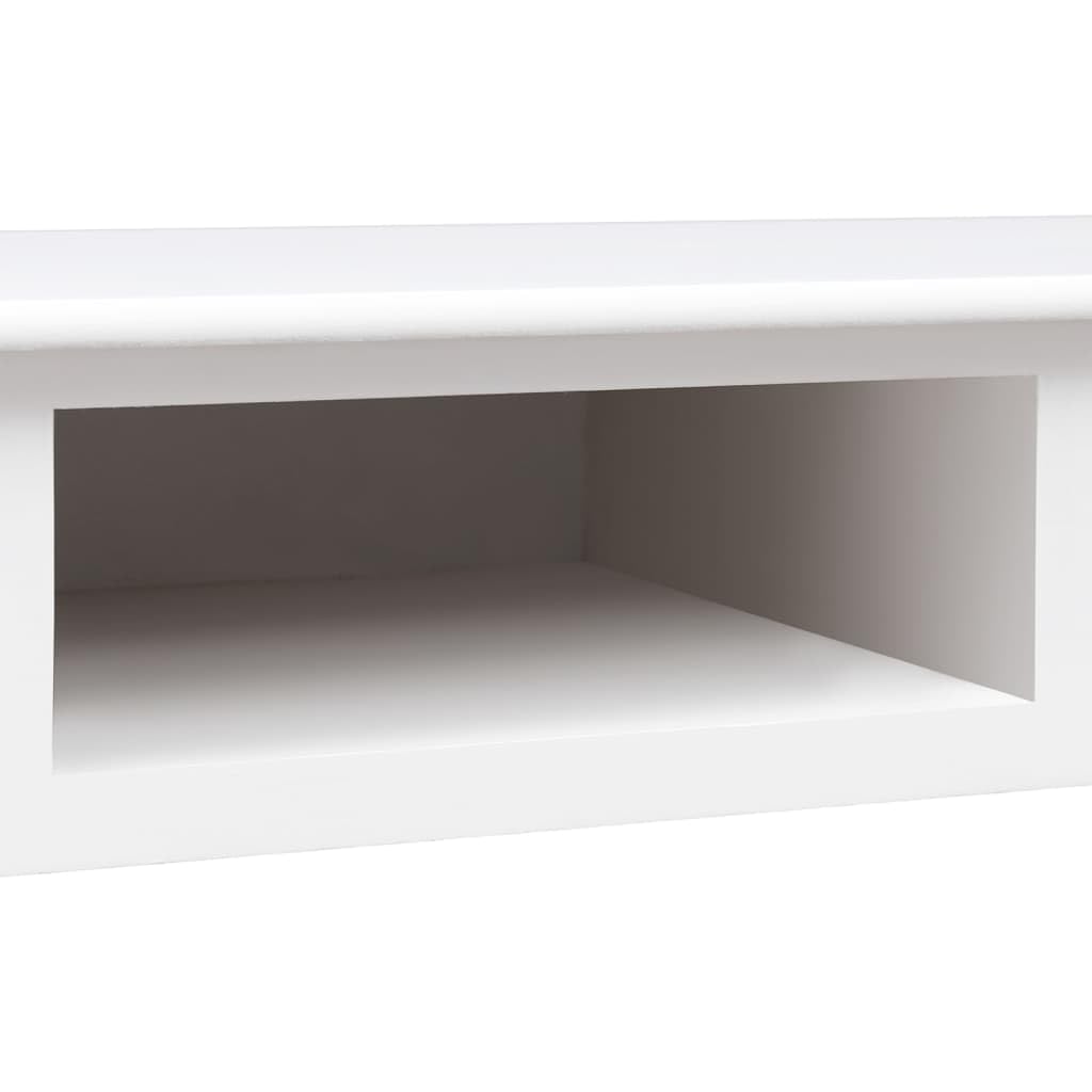 Scrivania bianca 108 x 45 x 76 cm, in legno massello Paulownia con 2 cassetti, scrivania per studio, consolle