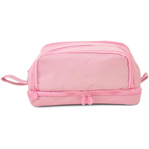 Estojo Escolar, Quádruplo, Tecido, Rosa Pastel, Polibras