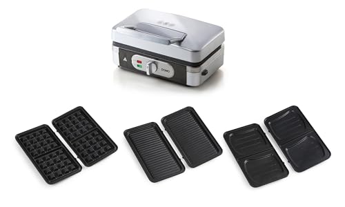 DOMO DO9136C Multifunktionsgerät 3-in-1 Sandwichmaker, Waffeleisen, Kontaktgrill - Antihaftbeschichtung - Edelstahl/Schwarz