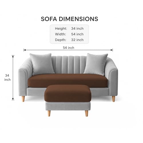 Image of Doraldo 2 Seater Sofa Set with Ottoman for Living Room (Brown Grey) Premium Fabric Sofa