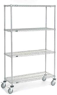 Chrome Wire Shelf Truck, 48x18x80 1200 Pound Capacity