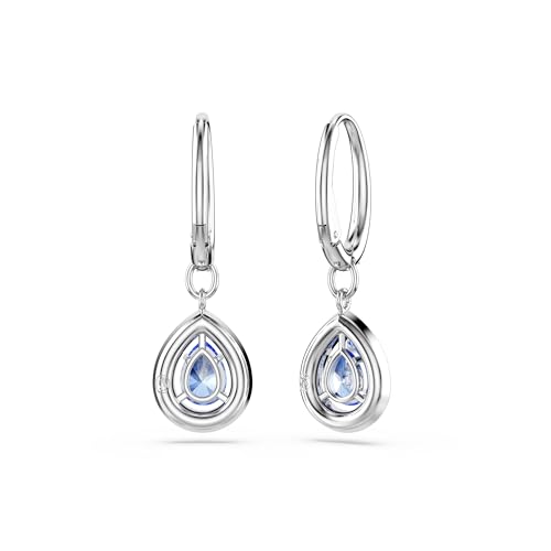 Swarovski Una Drop Earrings, Drop Cut, Blue, Rhodium Finished4