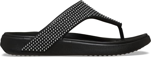 Crocs Womens Getaway Triangle Flip Flops Black Gems 9