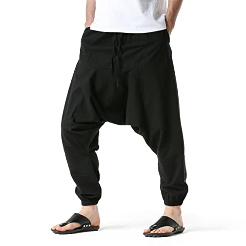 Men Women Cotton Baggy Hippie Yoga Harem Pants Wide Leg Loose Fit Beach Trousers2