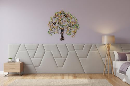 Image of Bharat Art Metal Iron 3 Bird Tree Multi Decorative Wall Art | Handcrafted Metal Wall Sculpture for Living Room Bedroom Office Hotels Cafe | Multicolor | 30 x 1 x 30 Inch | W051 (B)