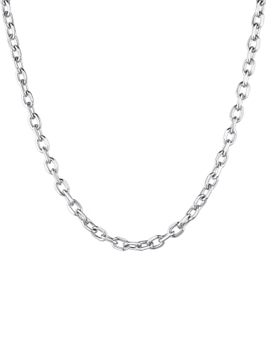Rolo Cable Chain for Men Women 5mm 18 Inch Stainless Steel Link Chain Necklace