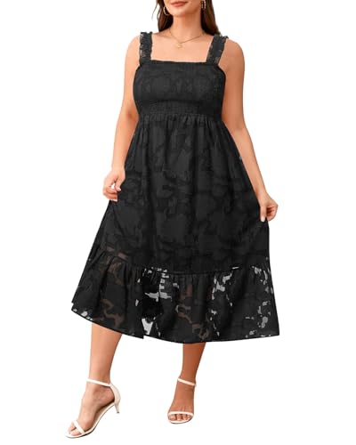 Image of Plus Size Summer Dress - Sun Boho Beach Casual Floral Spaghetti Strap Sleeveless Long Maxi Dresses
