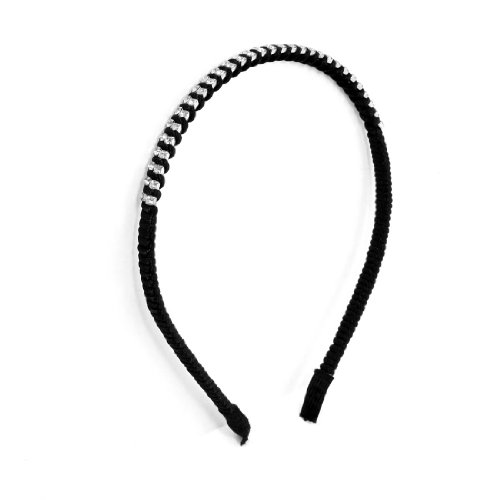 uxcell Plastic Frame Women Rhinestone Flexible Hair Hoop Headbands Ornament Black