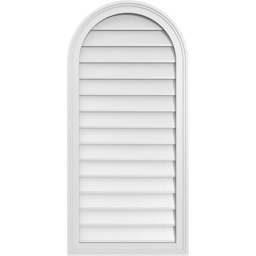 Ekena Millwork GVPRT20X4202SN Round Top Surface Mount PVC Gable Vent, 20"W x 42"H, Factory Primed White by Ekena Millwork - Used condition - US$98.28