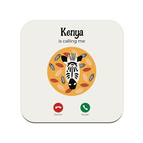 sous Verre en Bois - Kenya is Calling Me Zebra Savannah Travel - 1 unité (95 x 95 mm)