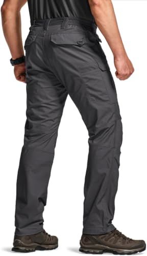Image of CQR Men's Flex Stretch Tactical Pants, Water Resistant Ripstop Cargo Pants, Lightweight EDC Outdoor Work Hiking Pants
