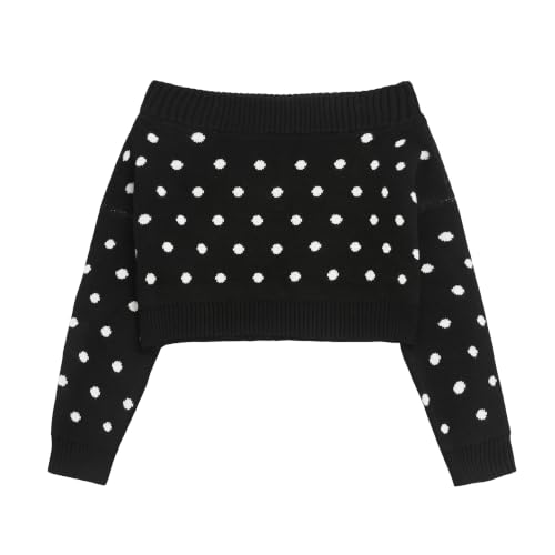 Image of ZAFUL Women Off Shoulder Sweatshirt Batwing Ribbed Knit Crop Sweaters