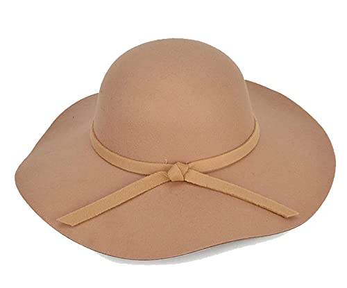 Wide-Brim Kids Girls Floppy-Hat Vintage Fedora Hats for Girl Boho Felt Bowler-Cap 3 to 8 Years