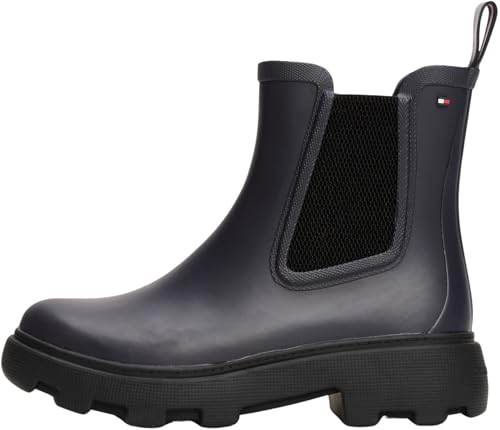 Tommy Hilfiger Botas de lluvia Mujer Rubber Rainboot con tacón de plataforma, Azul (Space Blue), 40