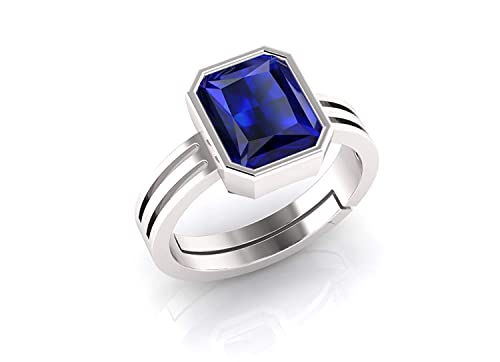Bague saphir bleu d'exception en alliage Panchdhatu et plaqué argent
