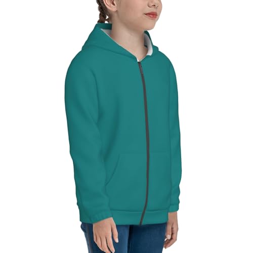 Teal Kid Hoodies Boys Zip Up Sweatshirts Girls Pullover with Pocket4