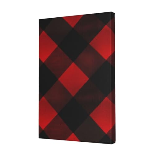 Toile murale de peintures à carreaux rouges et noirs modern 45,7x30,5 cm