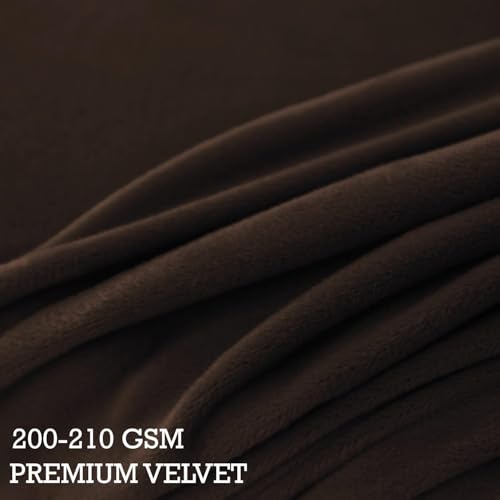 Image of HOKIPO 210 GSM Premium Velvet Stretchable Ottoman Foot Rest Stool Cover, Brown (NEW-4801-BR)