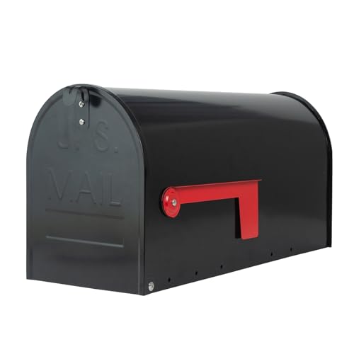 BlissBoard Large Mailboxes for Outside, Black Galvanized Steel Post Mount Mailboxes, Rust-Resistant Large Capacity Metal Mail Boxes for House Outside, 22 x 10.7 x 8.9 inches