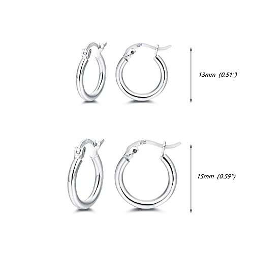 Small Silver Hoop Earrings 925 Sterling Silver Hypoallergenic Hoop Earrings 2 Pairs Huggie Earrings For Women Men Girls 13Mm 15Mm #TOP6