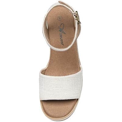 صندل منصة Athlefit للسيدات حزام الكاحل مفتوح Toe Espadrille Wedge Sandals