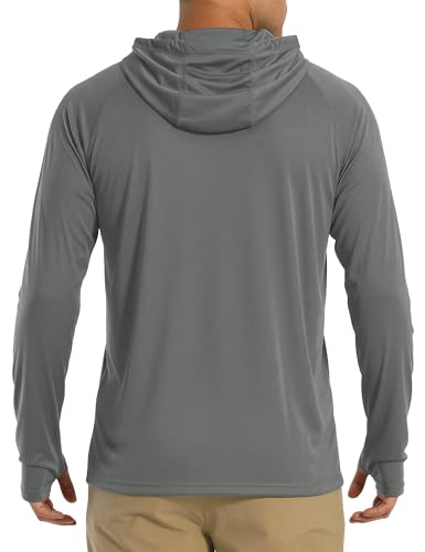 Image of MAGCOMSEN Men's Hooded UPF 50+ Sun Protection T Shirts Long Sleeve Athletic Fishing Shirts Rash Guards