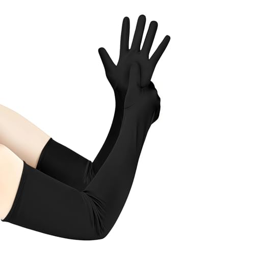 Élégants Gants Femme d'opéra en satin – Gants noirs longs de soirée vintage datant des années 1920, pour costumes d'Halloween, bals masqués, mariages...