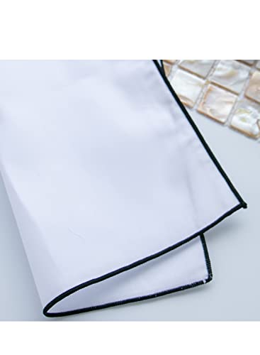 Image of 3-Pk Mens Cotton White Pocket Square with Color Border(10 Colors)