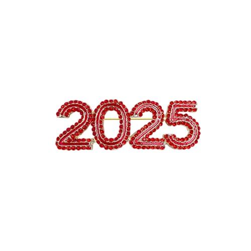 Image of 2025 Rhinestones Sparkly Brooches Pins Delicate New Year Brooch Classic for Christmas Party for Women Ladies Men Dainty Elegant Lapel Pins Dress Suit Shirt Ceremony Clothes Accessories Jewelry Gifts