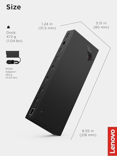 Image of Lenovo ThinkPad USB4 Dock 5000, 40Gbps Bandwidth, Universal Compatibility, 65W Charging, Multiple Display Support, Black