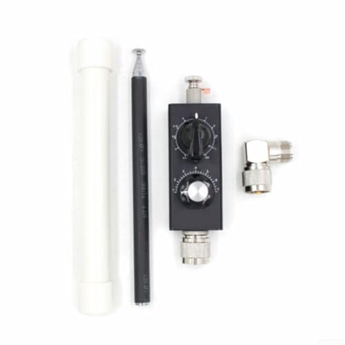 MiniANT Antena sintonizada de onda corta QRP de banda completa de 20 W con salida MConnector, rango de frecuencia de 5 MHz a 55 MHz, con interruptor de banda y perilla ajustable (A)