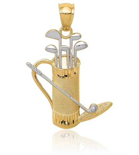 IceCarats 14K Solid Yellow Gold Golf Bag Necklace Charm Sports Pendant3