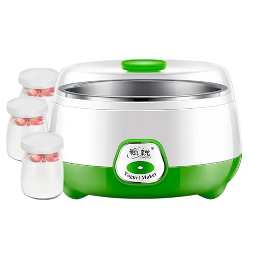 Cammeciso MáQuina para Hacer Yogur,Yogurtera,MáQuina De Yogur,Yogurtera EléCtrica con 3 Tarros De Vidrio,Yogurtera con Control De Temperatura,Yogurtera ProbióTica,Hacer Natto,Vino De Arroz