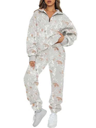 Image of AUTOMET Women's Sweatsuits 2 Piece Outfits Lounge Sets | Cozy Airport Outfits,Casual Sweat Sets for Fall and Winter,Half Zip Pullover and Baggy Sweatpants with Pockets