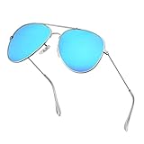 Polarized Aviator Sunglasses for Men Metal Mens Sunglasses Driving Unisex Classic Sun Glasses for Men/Women Blue