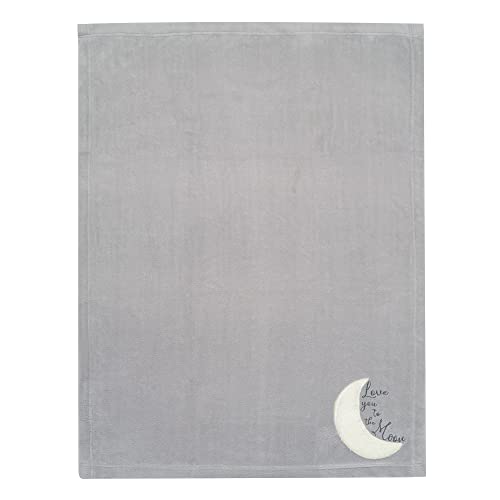 Image of Lambs & Ivy Goodnight Moon Gray Appliqued and Embroidered Fleece Baby Blanket