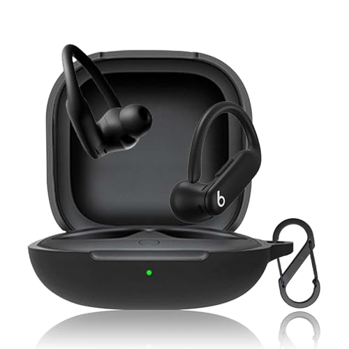 PRODELI イヤホンケース For Powerbeats Pro 2 専用 カバー シリコン素材 カラビナ付き 紛失防止 キズ防止 耐衝撃 装着充電可能 軽量 柔らかい powerbeats pro 2 用 保護カバー(ブラック)