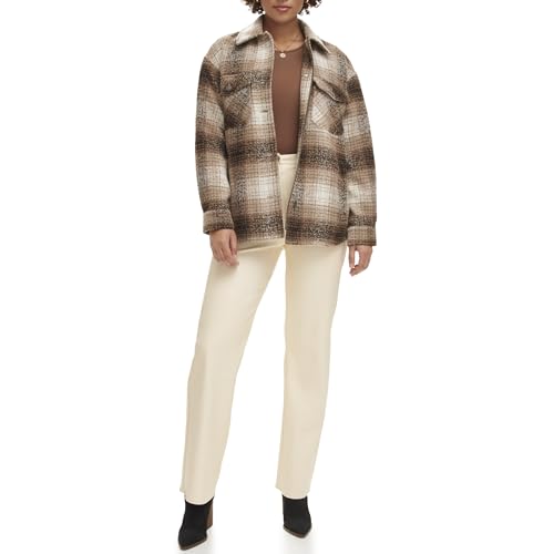 Levi's レディースカジュアルファッションシャツジャケット(レギュラーサイズとプラスサイズ), ベージュチェック, Large