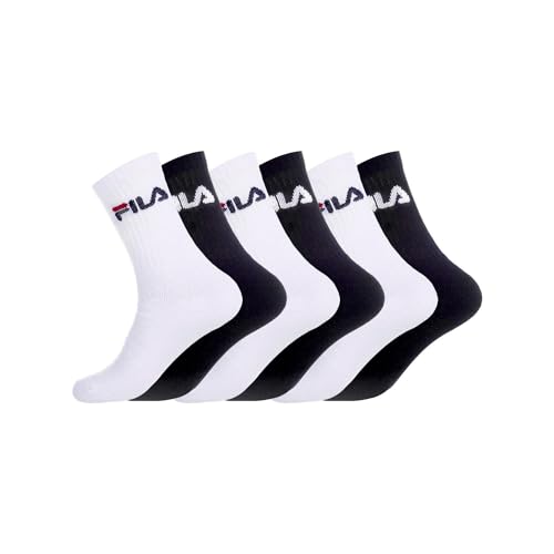 Fila Chaussette Homme Maille Aérée - Lot de 6 - Chaussettes Sport Homme, Douces & Confortables, Taille 43/46 - Noir/Blanc