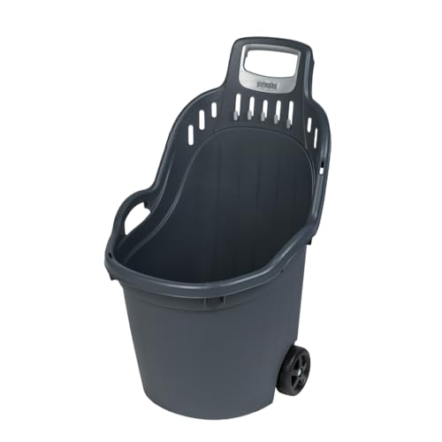 Gartentrolley HELPY mit 50 Liter Nutzvolumen, belastbar bis max. 60 kg. Räder auf Metallachse. In Grau