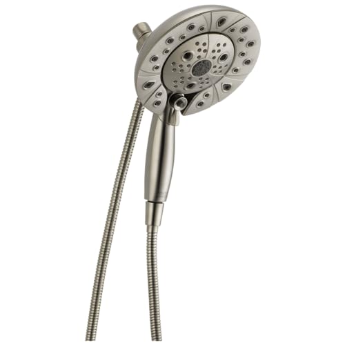 Image of Delta Faucet 5-Spray In2ition Dual Shower Head with Handheld Spray, H2Okinetic Brushed Nickel Shower Head with Hose, Showerheads, Handheld Shower Heads, Magnetic Docking, Stainless 58480-SS25-PK