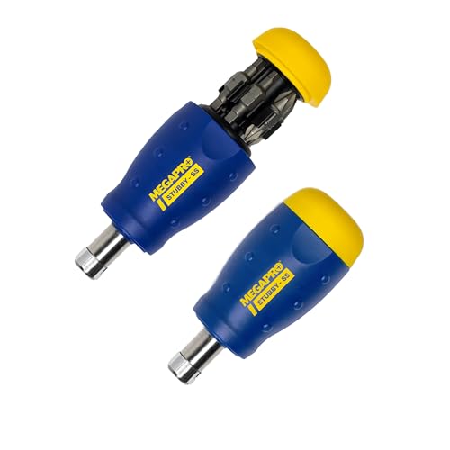 MEGAPRO 13-in-1 Stubby Multi-Bit Screwdriver | Compact Driver | Small Screwdrive | Multi-bit Screwdriver for Tight Spaces