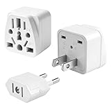 2 Pack UK to US Plug Adapter, US to China Plug Adapter, UK,AU,in,CN,JP,Asia,Italy,Brazil,EU to US Plug Adapter(Type A), Australia to USA Plug Adapter, White