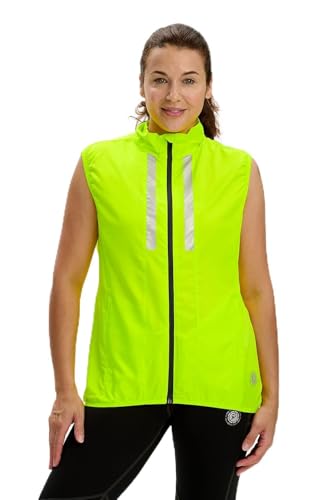Veste de course à pied sans manche coupe-vent et respirante avec poches zippées pour femme
